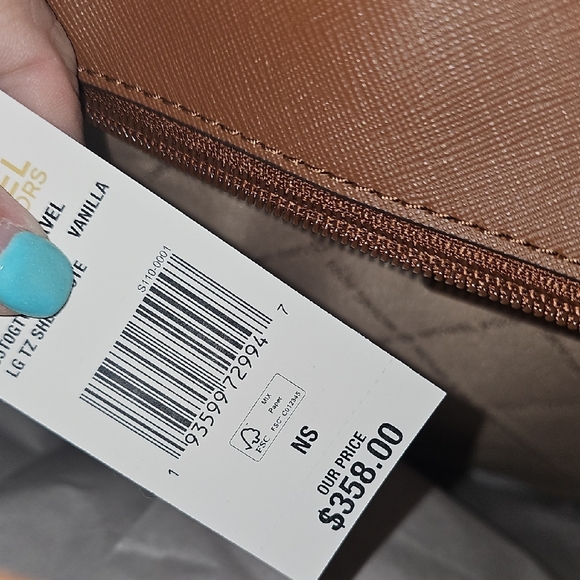 Michael Kors Cream Logo-Print Tote with Brown Trim - Picture 4 of 8